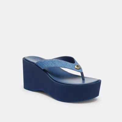 Coach Sculpted C Platform Flip Flop In Blue