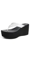 Coach Sculpted C Platform Flip Flops Optic White/black