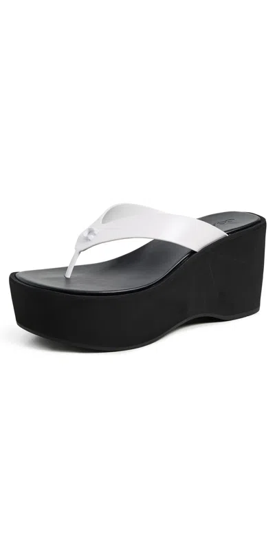 Coach Sculpted C Platform Flip Flops Optic White/black