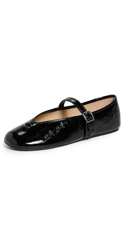 COACH SCULPTED C SOFT MARY JANE FLATS BLACK