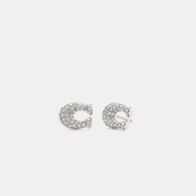 Coach Sculpted C Stud Eaerrings In Metallic