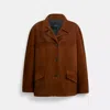 Coach Sculpted C Suede Jacket In Brown