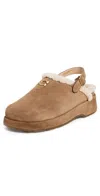 Coach Sculpted C Suede Shearling Platform Clogs Coconut/natural In Brown