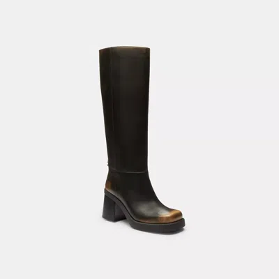 Coach Sculpted C Tall Boot In Loved Leather In Black