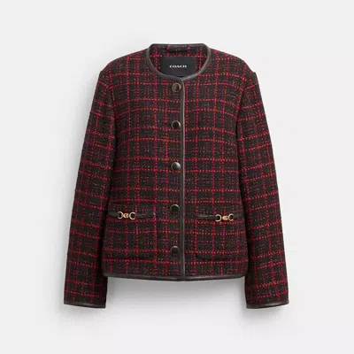 Coach Sculpted C Tweed Jacket In Black