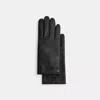 Coach Sculpted Signature Leather Tech Gloves In Black