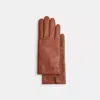 Coach Sculpted Signature Leather Tech Gloves In Brown