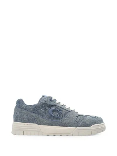 Coach Sequin-embellished Denim Sneakers In Blue