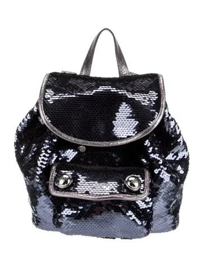 Pre-owned Coach Sequins Backpack In Blue