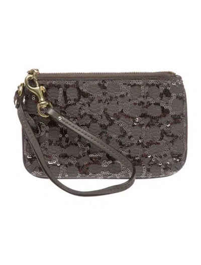 Pre-owned Coach Sequins Clutch In Grey