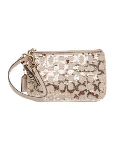 Pre-owned Coach Sequins Clutch In Neutrals