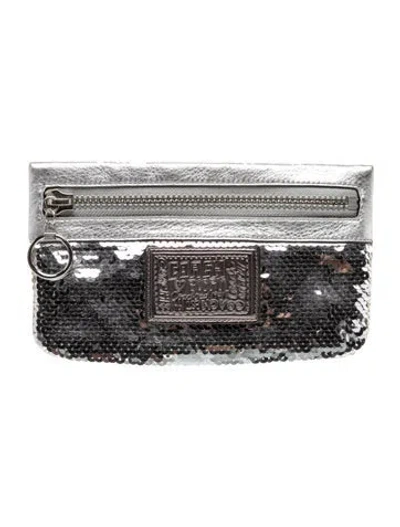 Pre-owned Coach Sequins Minaudière In Silver