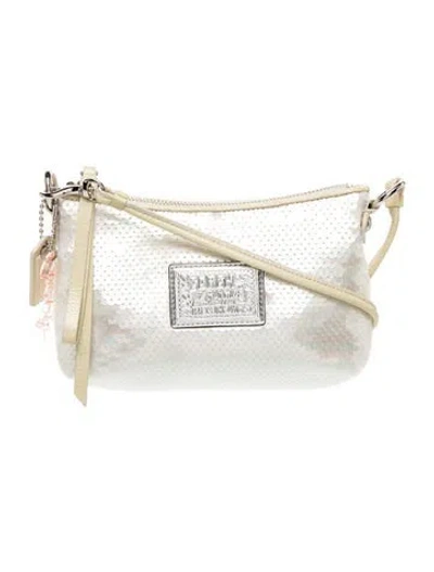 Pre-owned Coach Sequins Shoulder Bag In Neutral