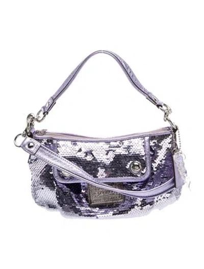 Pre-owned Coach Sequins Shoulder Bag In Purple