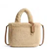 Coach Shearling 22 Tote Bag In Beige