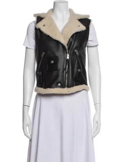 Pre-owned Coach Shearling Biker Jacket In Black