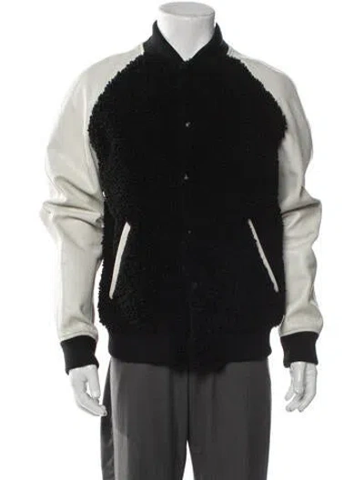 Pre-owned Coach Shearling Bomber Jacket In Black