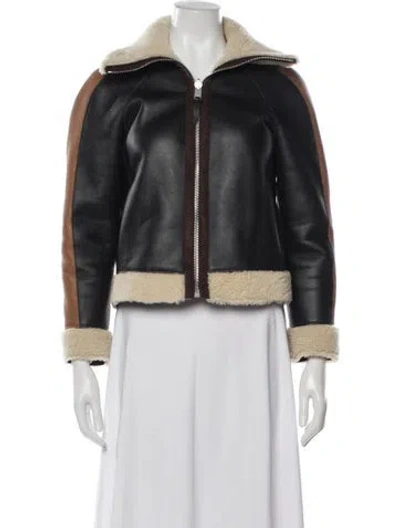 Pre-owned Coach Shearling Bomber Jacket In Multicolor