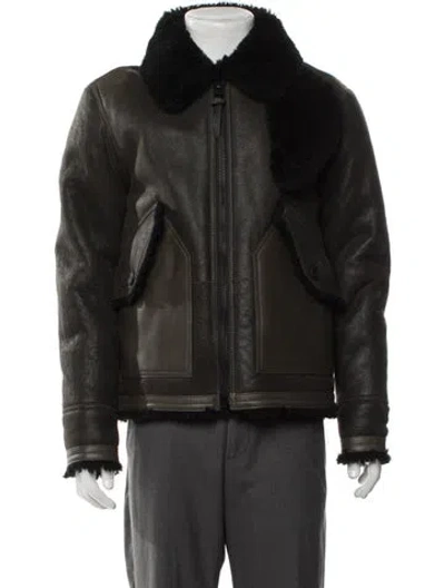 Pre-owned Coach Shearling Bomber Jacket W/ Tags In Green