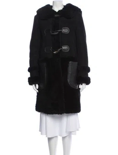 Pre-owned Coach Shearling Coat In Black