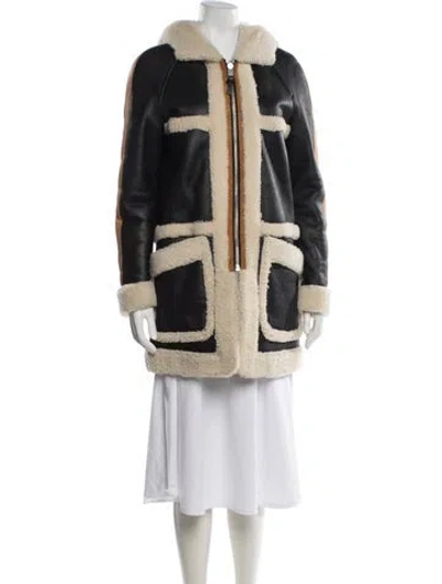Pre-owned Coach Shearling Coat In Black/neutrals