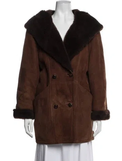Pre-owned Coach Shearling Coat In Brown
