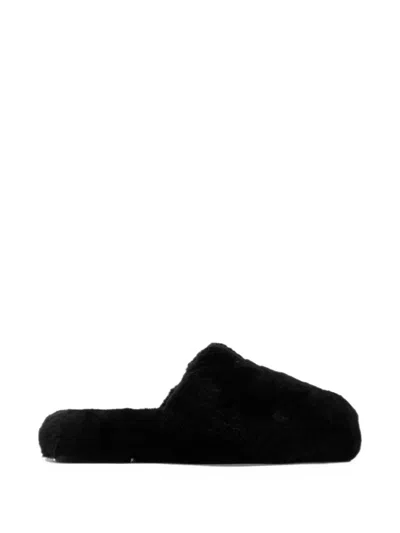 Coach Shearling Crystal-embellished Slippers In Black