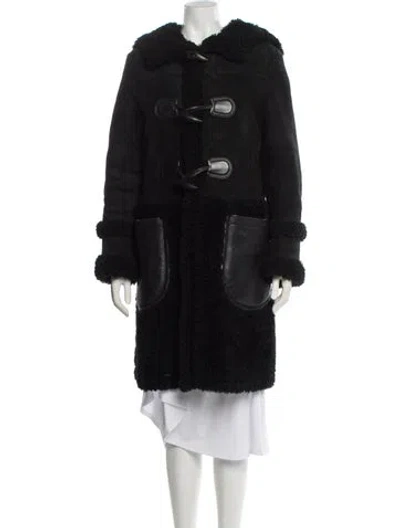 Pre-owned Coach Shearling Faux Fur Coat In Black