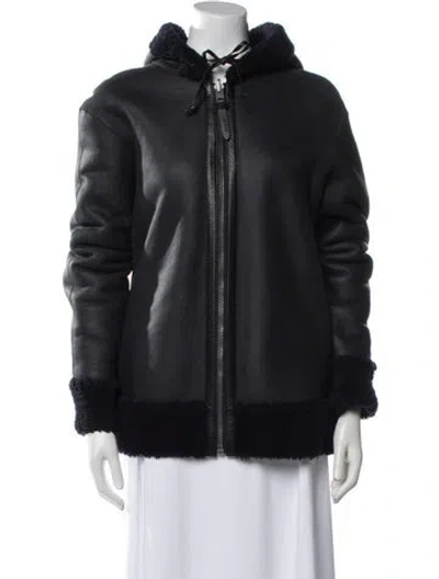 Pre-owned Coach Shearling Faux Fur Coat In Black