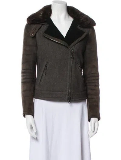 Pre-owned Coach Shearling Faux Fur Coat In Green