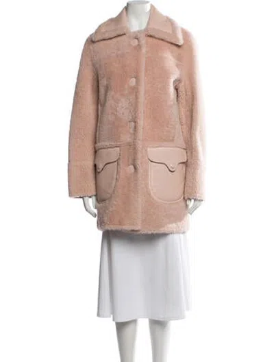 Pre-owned Coach Shearling Faux Fur Coat In Pink