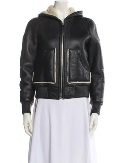 Pre-owned Coach Shearling Faux Fur Jacket In Black