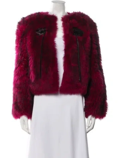 Pre-owned Coach Shearling Faux Fur Jacket In Red