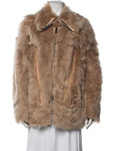 Pre-owned Coach Shearling Faux Fur Jacket W/ Tags In Neutrals