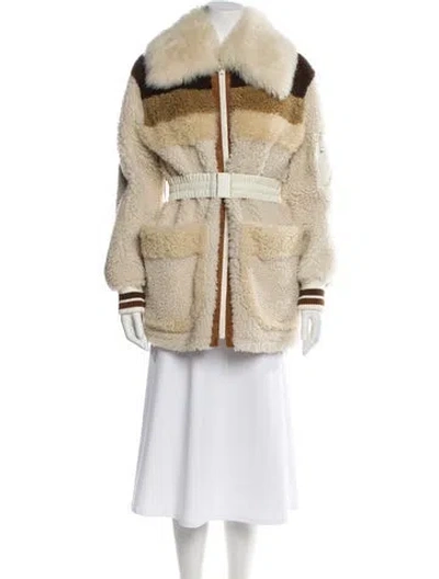 Pre-owned Coach Shearling Fur Coat In Neutral