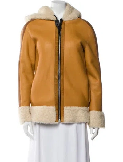 Pre-owned Coach Shearling Fur Jacket In Brown