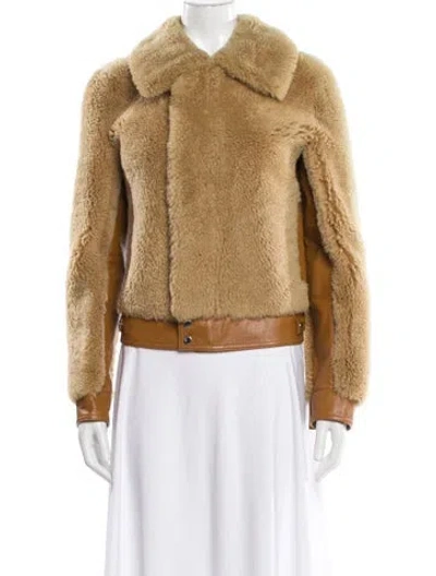 Pre-owned Coach Shearling Fur Jacket In Brown