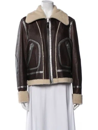 Pre-owned Coach Shearling Fur Jacket In Brown
