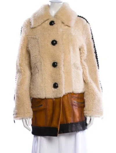 Pre-owned Coach Shearling Fur Jacket In Neutral
