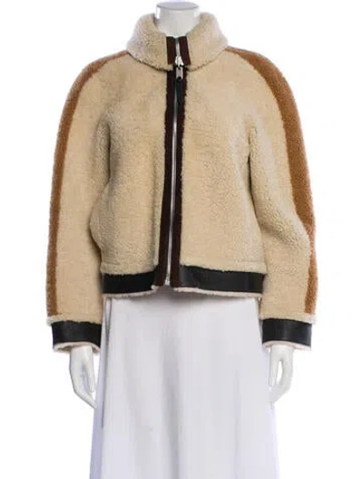 Pre-owned Coach Shearling Fur Jacket In Neutral