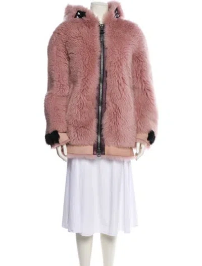 Pre-owned Coach Shearling Fur Jacket In Pink