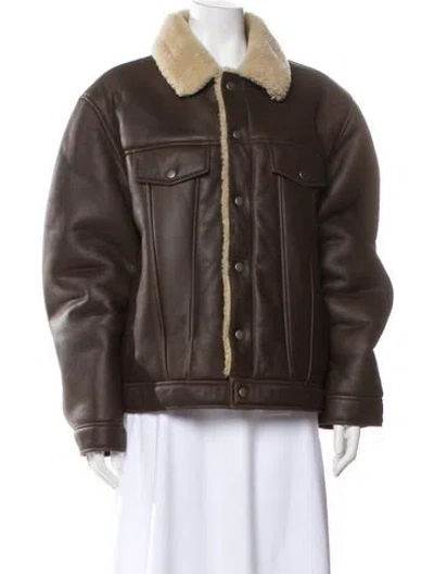 Pre-owned Coach Shearling Fur Jacket W/ Tags In Brown