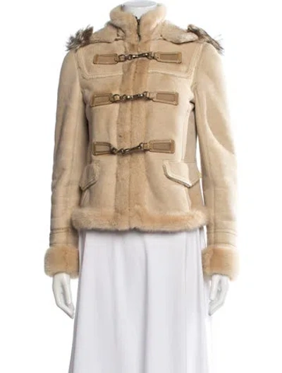 Pre-owned Coach Shearling Jacket In Neutral