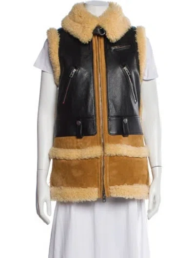 Pre-owned Coach Shearling Lace Pattern Faux Fur Jacket In Neutral