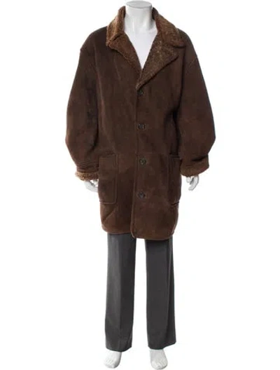 Pre-owned Coach Shearling Overcoat In Brown