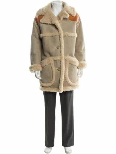 Pre-owned Coach Shearling Parka W/ Tags In Neutral
