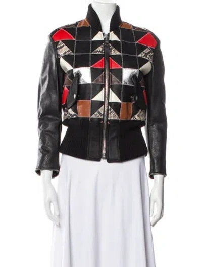 Pre-owned Coach Shearling Plaid Print Fur Jacket In Black