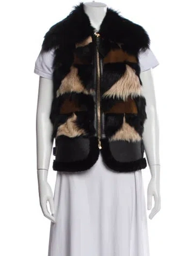 Pre-owned Coach Shearling Printed Fur Jacket W/ Tags In Black
