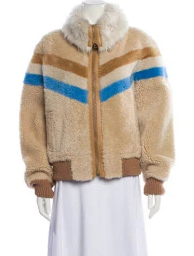 Pre-owned Coach Shearling Printed Fur Jacket W/ Tags In Brown