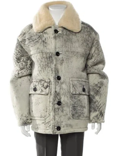 Pre-owned Coach Shearling Puffer Coat In Green